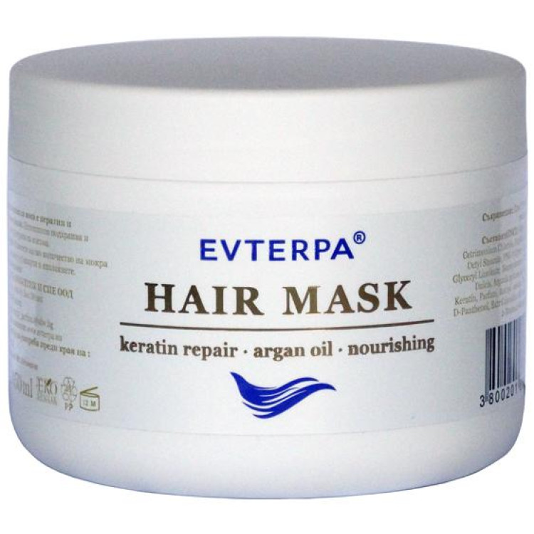 Evterpa маска за коса 350мл с кератин  и арган 