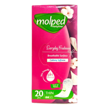 MOLPED дамски ежедневни превръзки, Памук, Thin, 20 броя MOLPED дамски ежедневни превръзки, Памук, Thin, 20 броя
