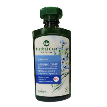 HERBAL CARE шампоан за коса, Ленено семе, Възстановяваща грижа за сухи и цъфтящи краища, 330мл