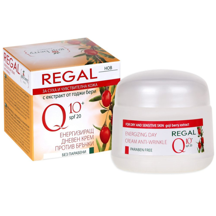 REGAL Q10 крем за лице против бръчки дневен, За чувствителна кожа, С екстракт от годжи бери