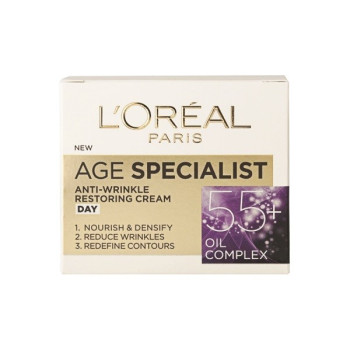 LOREAL крем за лице, Против бръчки, 55+ , Дневен, 50мл 