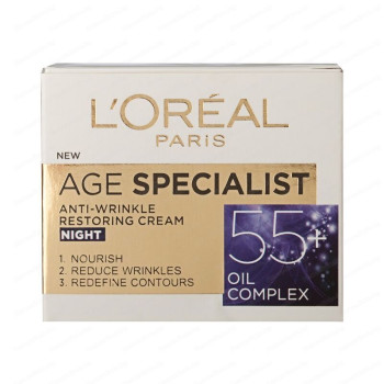 LOREAL крем за лице, Против бръчки, 55+ , Нощен, 50мл 