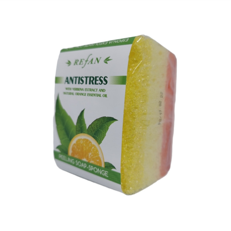 REFAN пилинг сапун с гъба, Antistress, Портокал, 75гр