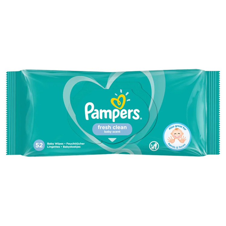 Pampers fresh clean мокри кърпи, 52 броя