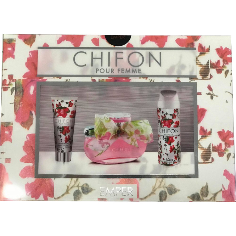 Chifon подаръчен комплект за жени, боди лосион, EDT 100мл , дезодорант 150мл