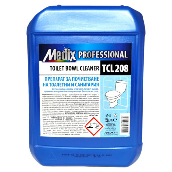 MEDIX professional, Препарат за почистване на тоалетни и санитария, TLC 208, 5 литра MEDIX professional, Препарат за почистване на тоалетни и санитария, TLC 208, 5 литра