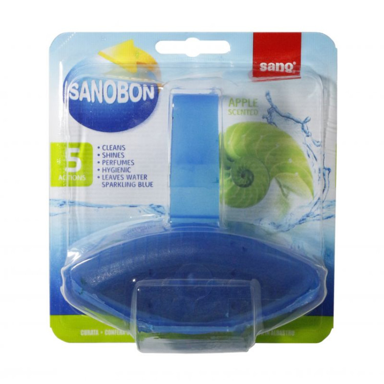 SANO BON ароматизатор за тоалетна чиния, Синя вода, Ябълка, 55гр